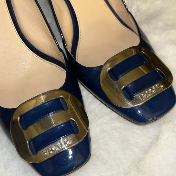 🔥 PRADA Luxury Blue Patent Leather Heels w/Buckle size: 39  🔥 - Picture 8 of 17